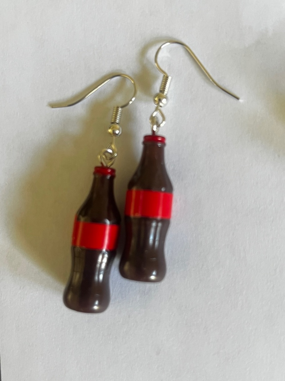 Novelty Soda Bottle Dangle Earrings - Red and Brown